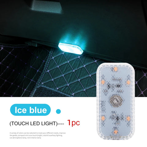 LED Touch Light Mini Wireless Car Interior Lighting Auto Roof Ceiling Reading Lamp for Door Foot Trunk Storage Box USB Charging