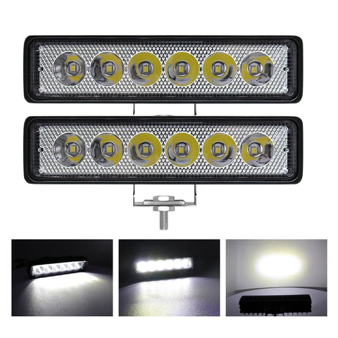 6Leds Car Work Light Bar 12V 18W High Bright Motorcycle Spotlight  Waterproof Car Headlights for Offroad Truck Trailer Offroad