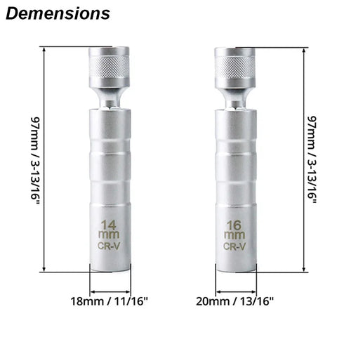 Spark Plug Socket Wrench Adapter 14mm 16mm Install Replace Repair Kit Swivel Torque Magnetic Remove Removal Gap Tool Car AUTO