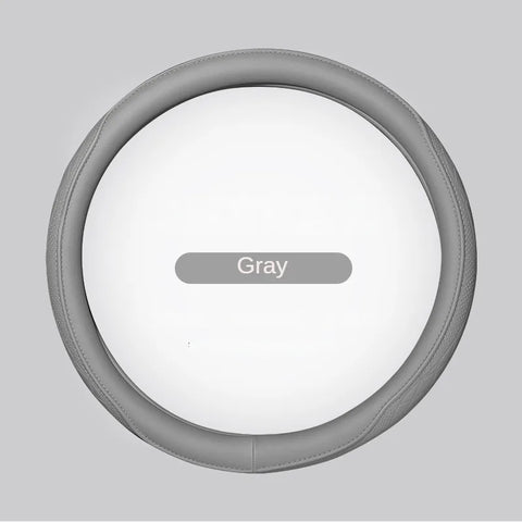 Napa Leather Perforated Patchwork Car Steering Wheel Cover, Non-slip, Breathable, Universal 15 Inch (Approx. 38cm)