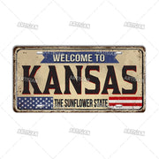 Artisian USA Landmark License Plate Welcome To City Decorative Vehicle Plate State Metal Tin Plaque Wall Decor Garage Bar Pub