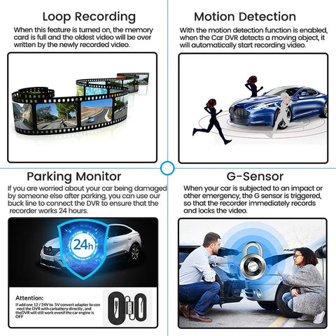 4.3 inch mirror dash cam dual lens DVR