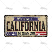 Artisian USA Landmark License Plate Welcome To City Decorative Vehicle Plate State Metal Tin Plaque Wall Decor Garage Bar Pub