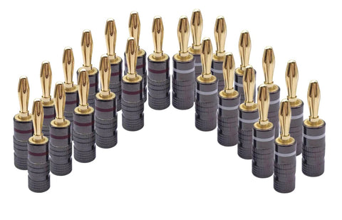 4/8/12/16//24/36/40pcs Gun Metal BANANA PLUGS 24K Gold-plated 4MM Banana Connector with Screw Lock For Audio Jack Speaker Plugs