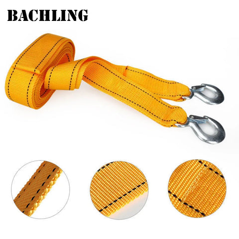 3M Heavy Duty 3 Ton Car Tow Cable Towing Pull Rope Strap With Hooks Portable Self-driving Tourism Heavy Duty Rescue Rope