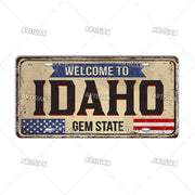 Artisian USA Landmark License Plate Welcome To City Decorative Vehicle Plate State Metal Tin Plaque Wall Decor Garage Bar Pub