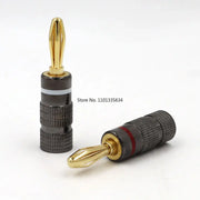 4/8/12/16//24/36/40pcs Gun Metal BANANA PLUGS 24K Gold-plated 4MM Banana Connector with Screw Lock For Audio Jack Speaker Plugs