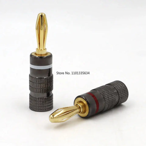 4/8/12/16//24/36/40pcs Gun Metal BANANA PLUGS 24K Gold-plated 4MM Banana Connector with Screw Lock For Audio Jack Speaker Plugs