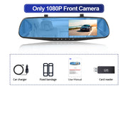 4.3 inch mirror dash cam dual lens DVR