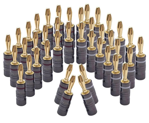 4/8/12/16//24/36/40pcs Gun Metal BANANA PLUGS 24K Gold-plated 4MM Banana Connector with Screw Lock For Audio Jack Speaker Plugs