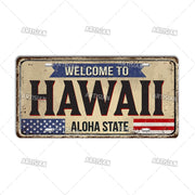 Artisian USA Landmark License Plate Welcome To City Decorative Vehicle Plate State Metal Tin Plaque Wall Decor Garage Bar Pub
