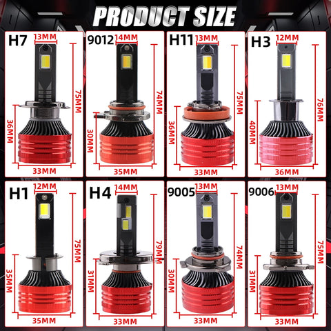 LED Headlight H4 LED Bulbs Fog Light Halogen Replacement Auto H7 6500K 4300K 3000K 3 Colors Front Lights H3 9005 HB3 9006 2000W