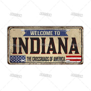 Artisian USA Landmark License Plate Welcome To City Decorative Vehicle Plate State Metal Tin Plaque Wall Decor Garage Bar Pub