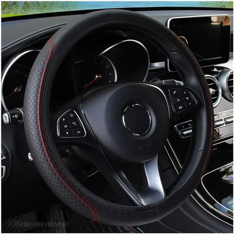 37-39cm PU leather steering wheel cover for cars