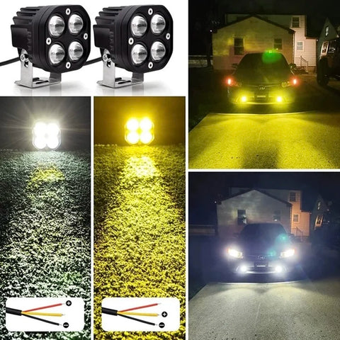 LED work light 40W spotlights for off-road vehicle modification, motorcycle light engineering, yellow and white fog lights
