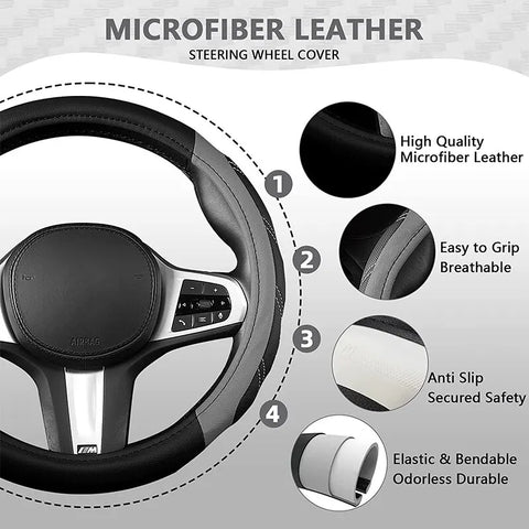 14-15 inch universal leather steering wheel cover