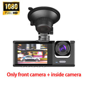 WiFi car dash cam with 3-channel DVR recording