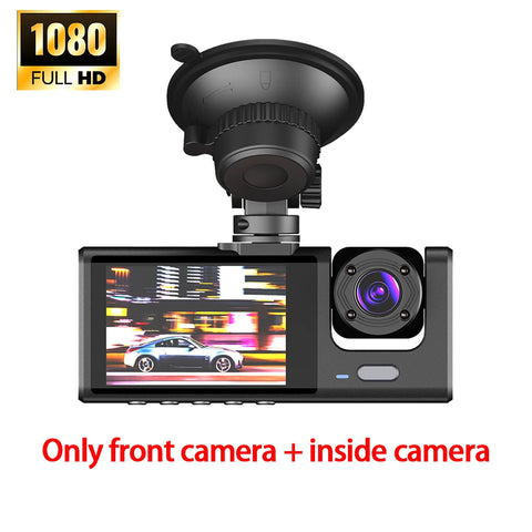 WiFi car dash cam with 3-channel DVR recording
