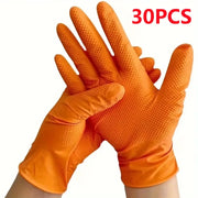 Heavy Duty Orange Nitrile Gloves – 8Mil with Diamond Grip for Mechanics & Work Safety
