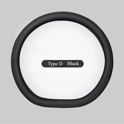 Napa Leather Perforated Patchwork Car Steering Wheel Cover, Non-slip, Breathable, Universal 15 Inch (Approx. 38cm)