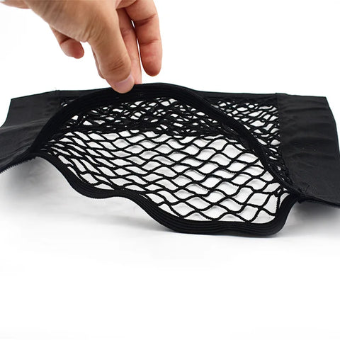 Car Seat Back Organizer Trunk Net Mesh Pocket Elastic String Net Magic Sticker Universal Portable Storage Bag Car Accessories