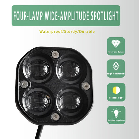 LED work light 40W spotlights for off-road vehicle modification, motorcycle light engineering, yellow and white fog lights