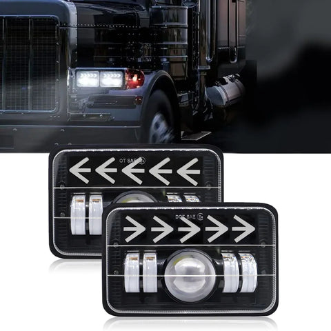 Car Work Lights For Vehicles Truck Off-road LED Headlights with Amber Arrow Sequential Turn Signal White DRL Seal Beam Headlamp