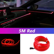 5M Car Interior Led Strip Light Neon EL Wiring Decorative Lamp For Auto DIY Flexible Ambient Light USB Party Atmosphere Diode