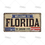 Artisian USA Landmark License Plate Welcome To City Decorative Vehicle Plate State Metal Tin Plaque Wall Decor Garage Bar Pub