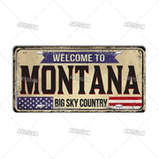 Artisian USA Landmark License Plate Welcome To City Decorative Vehicle Plate State Metal Tin Plaque Wall Decor Garage Bar Pub
