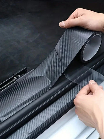 3D Carbon Fibre Car Threshold Protector – Matte Black Nano Film