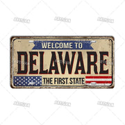 Artisian USA Landmark License Plate Welcome To City Decorative Vehicle Plate State Metal Tin Plaque Wall Decor Garage Bar Pub