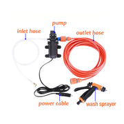 High Pressure Car Washing Machine Kit 12V Electric Pump + Wash Sprayer 2 Modes + Power Cable + Hoses Car Washing Machine Kit