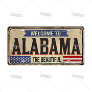 Artisian USA Landmark License Plate Welcome To City Decorative Vehicle Plate State Metal Tin Plaque Wall Decor Garage Bar Pub