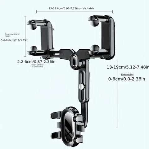 360° Rotating Car Rearview Mirror Phone Holder - Perfect for Kids and Adults - Compatible with Phones and GPS Devices - Sturdy a