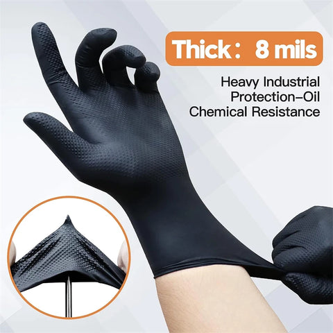 Industrial Black Nitrile Gloves - 8mil