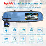 4.3 inch mirror dash cam dual lens DVR