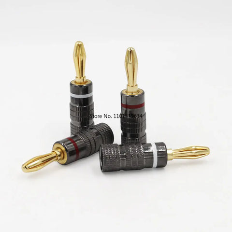 4/8/12/16//24/36/40pcs Gun Metal BANANA PLUGS 24K Gold-plated 4MM Banana Connector with Screw Lock For Audio Jack Speaker Plugs