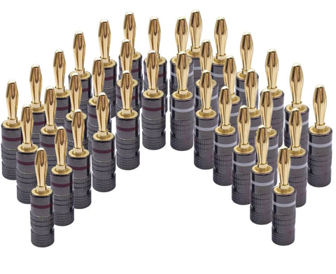 4/8/12/16//24/36/40pcs Gun Metal BANANA PLUGS 24K Gold-plated 4MM Banana Connector with Screw Lock For Audio Jack Speaker Plugs