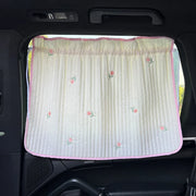 Cute Cartoon Embroidered Thickened Cotton Baby Car Window Sunshade Cover UV Protection Suction Cup Installed Sliding Curtain
