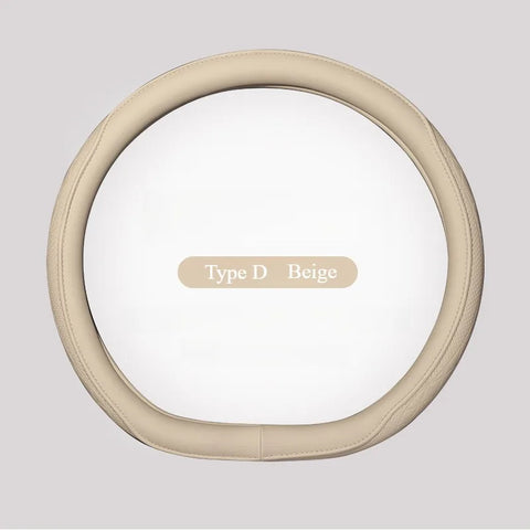 Napa Leather Perforated Patchwork Car Steering Wheel Cover, Non-slip, Breathable, Universal 15 Inch (Approx. 38cm)