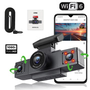 Dash Cam for Cars 3 Channel WIFI Car DVR Camera 1080P for Car Front and inside Black Box 24H Parking Monitor car accessories