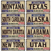 Artisian USA Landmark License Plate Welcome To City Decorative Vehicle Plate State Metal Tin Plaque Wall Decor Garage Bar Pub