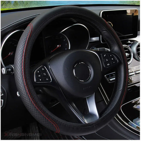 37-39cm PU leather steering wheel cover for cars