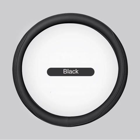 Napa Leather Perforated Patchwork Car Steering Wheel Cover, Non-slip, Breathable, Universal 15 Inch (Approx. 38cm)