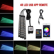 Neon 36 48 72 LED Car Interior Ambient Foot Light Wireless Remote Music APP Control Auto RGB Atmosphere Decorative Lamp