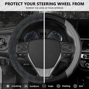 14-15 inch universal leather steering wheel cover