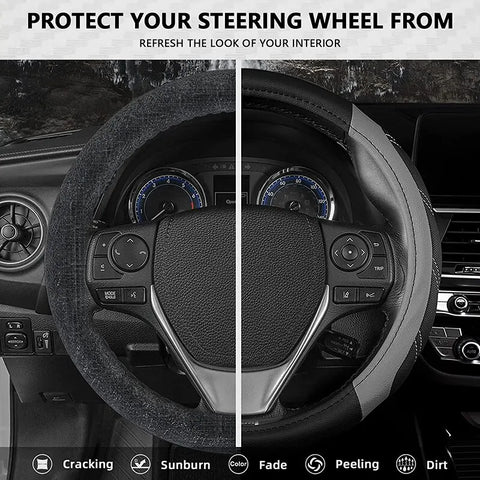 14-15 inch universal leather steering wheel cover