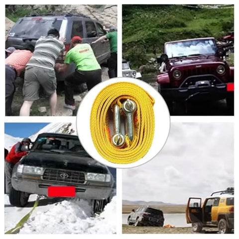 5 M Car Tow Cable 3 Ton Capacity Hooks Included Towing Pull Rope Emergency Rescue Off Road Design Heavy Duty Tow Road Emergency