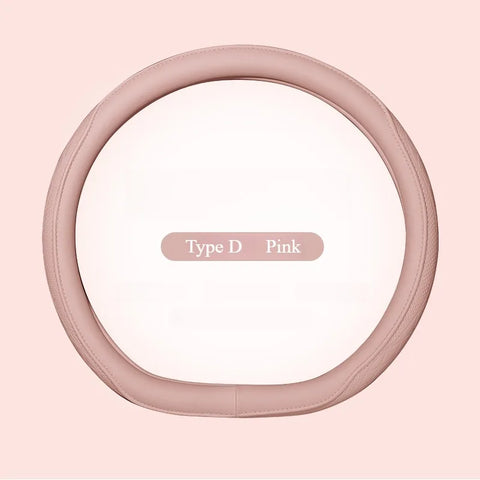 Napa Leather Perforated Patchwork Car Steering Wheel Cover, Non-slip, Breathable, Universal 15 Inch (Approx. 38cm)